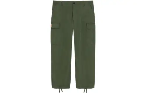 KENZO Casual Pants Men's Army Green Moderate Straight Fit Pants