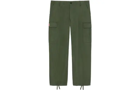 KENZO Casual Pants Men's Army Green Moderate Straight Fit Pants
