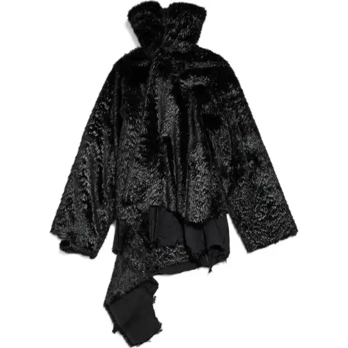 Balenciaga Asymmetrical Faux Fur Jacket