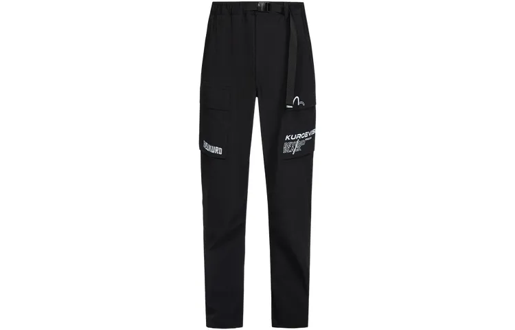 EVISU Casual Pants Men's Black Moderate Sweatpants