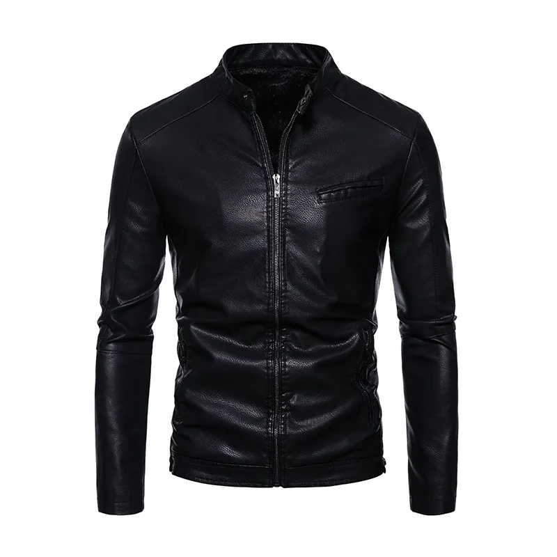 LISENPOK Leather Jackets Unisex Baseball Collar Moderate