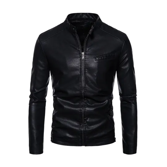 LISENPOK Leather Jackets Unisex Baseball Collar Moderate