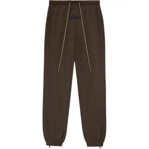 Fear of God Essentials 2024 Summer Series SS24 NYLON TRACK PANT Solid color lace-up leg pocket American heavy knitted sweatpants Men's Phoebe Brown/Wood