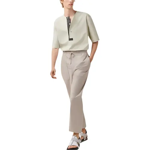 HERMES Casual Pants Men's Gray Moderate Straight Fit Pants