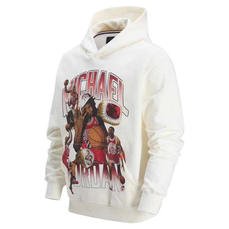 Jordan Flight Fleece Character Pattern Casual Fleece Lined Thermal Hood Sweatshirt Men's Sail White