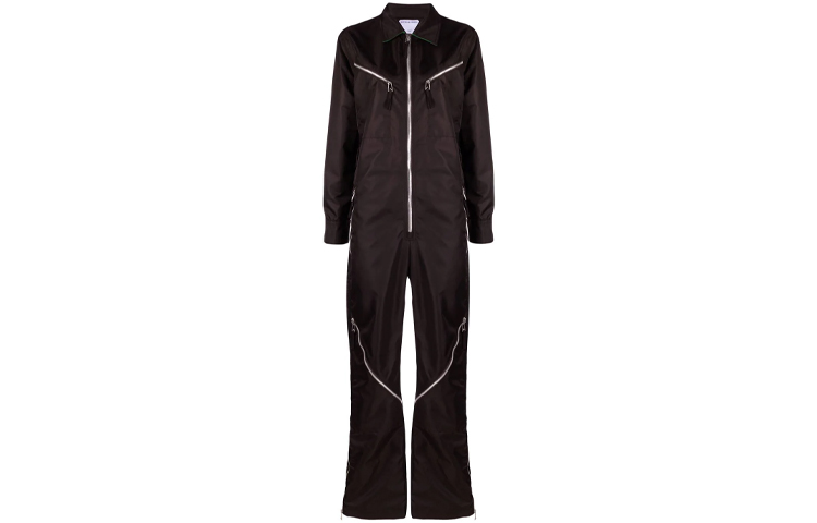 Bottega Veneta Jumpsuits Men's Black Lapel Moderate Straight Fit Pants