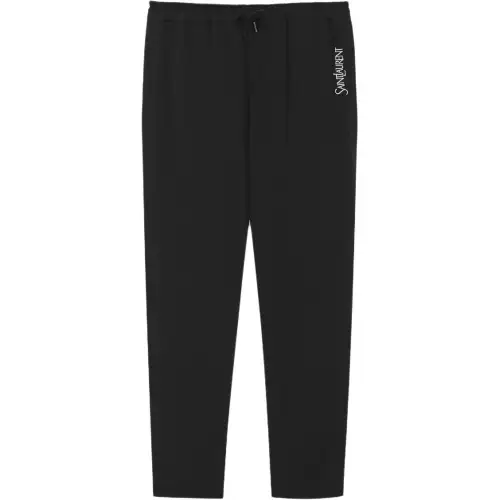SAINT LAURENT Logo Embroidered Drawstring Striped Track Pants
