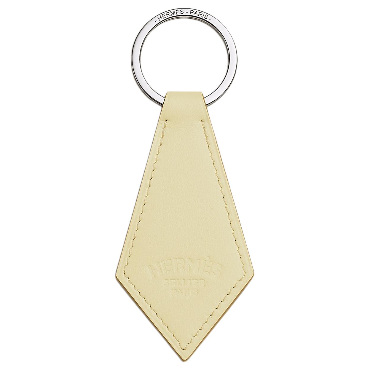 HERMES Hermès with "Hermès Sellier Paris" embossed calfskin keychain, unisex couple model, yellow