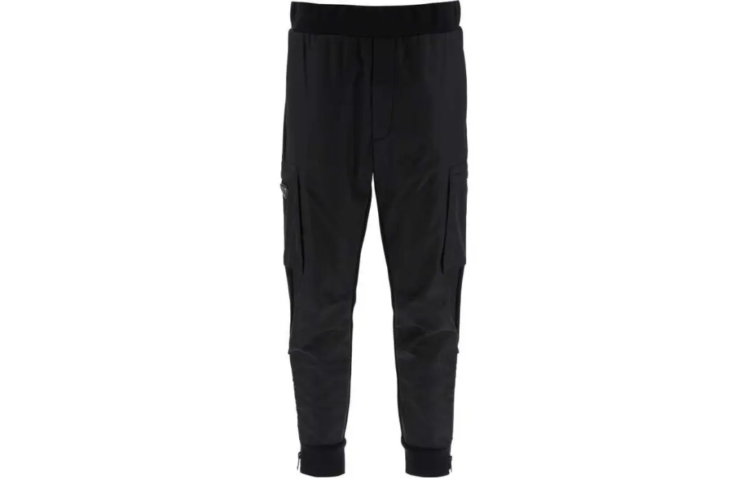 PRADA Casual Pants Men's Black Moderate Cuffed Pants