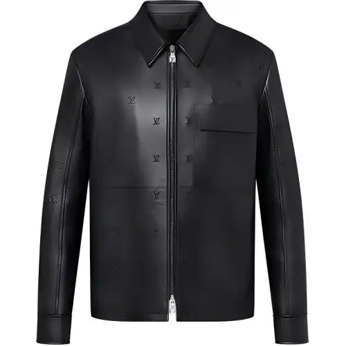 LOUIS VUITTON FW24 Leather Jacket Men's Black