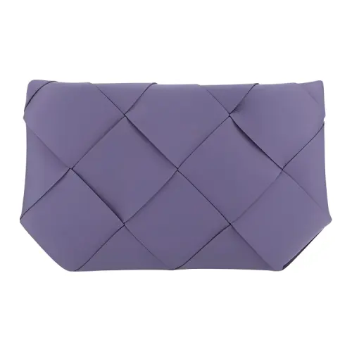 Bottega Veneta Cow Leather Makeup Bag Clutch Unisex Purple