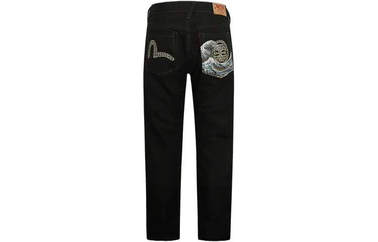 EVISU Casual Pants Men's Black Moderate Straight Fit Pants