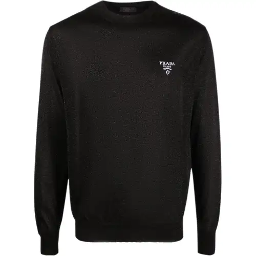 PRADA Sweaters Men's Black Crew Neck Moderate Other