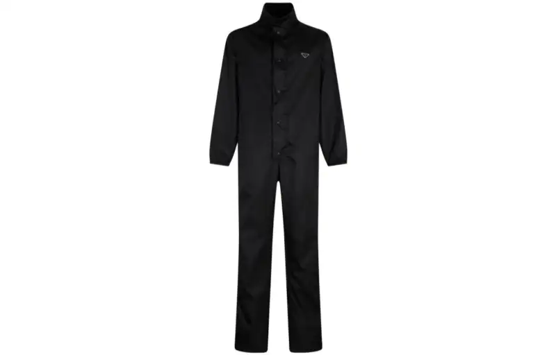 PRADA Jumpsuits Men's Black Stand Collar Moderate