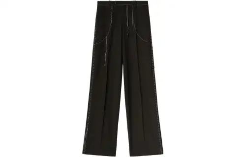 OFF-WHITE Off White SS23 Fashion Show Series Solid Color Contrast Stitching Pleated Straight Slim Suit Pants Men's Black