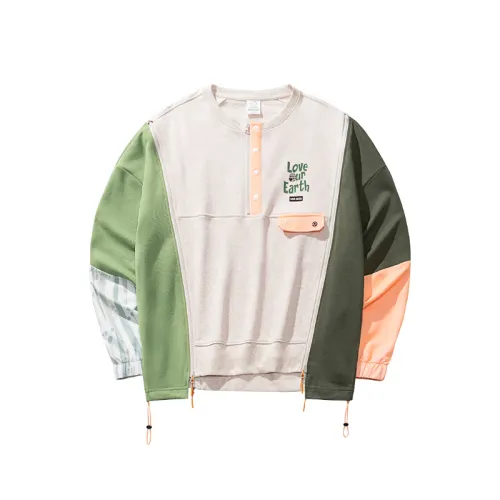 Anta Outdoor Collection Sweatshirt Men's Gray Heather Gray/Dragon Well Green/Fortune Green