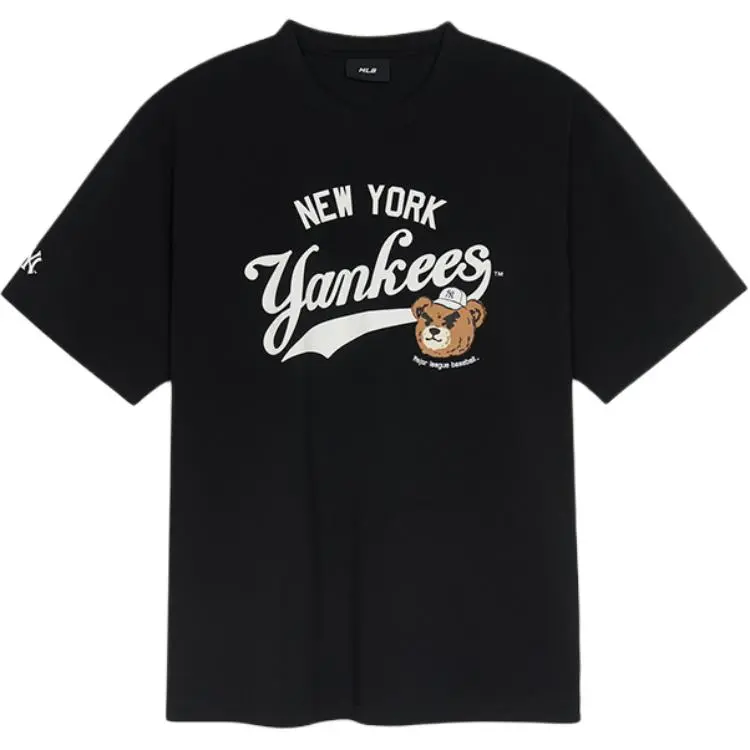 MLB Frown Bear Collection New York Yankees SS25 T Shirt Unisex Black