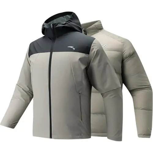 Anta Variety Training Collection Down Jacket Men's Oak Khaki/Dark Brown Gray