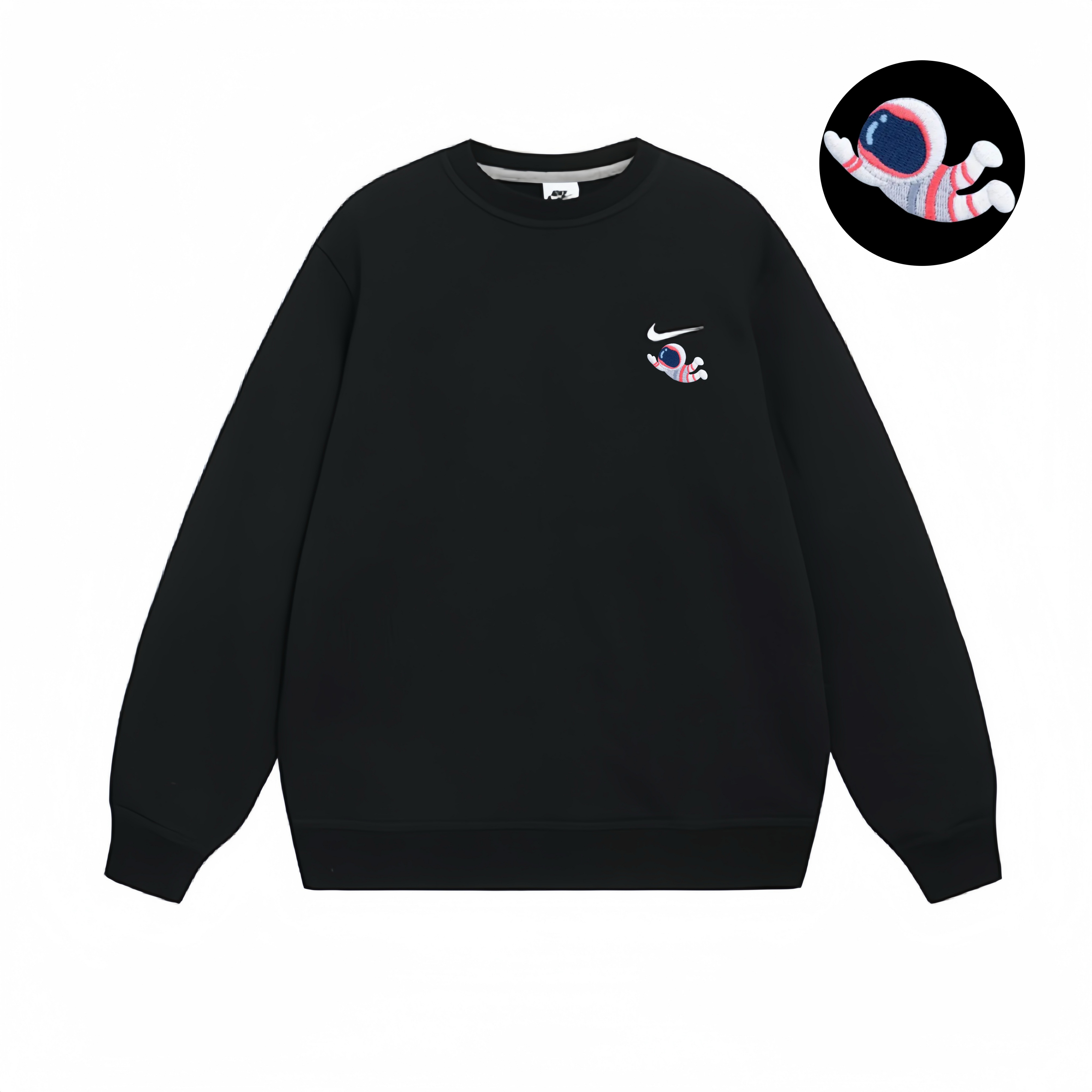 Nike, uniform, fleece keep warm black long-sleeve for men and women, custom-made, with embroidery