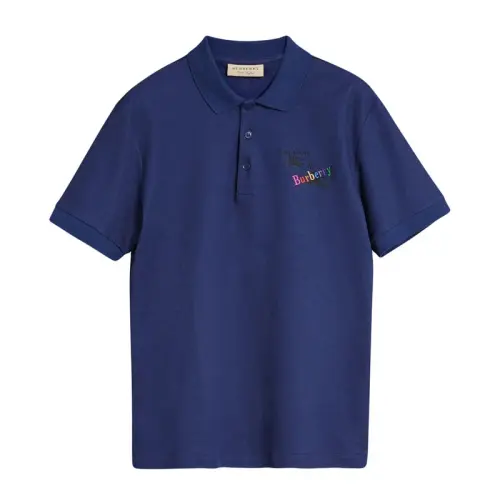Burberry Polo Shirts Men's Blue Polo Collar Moderate Straight Fit