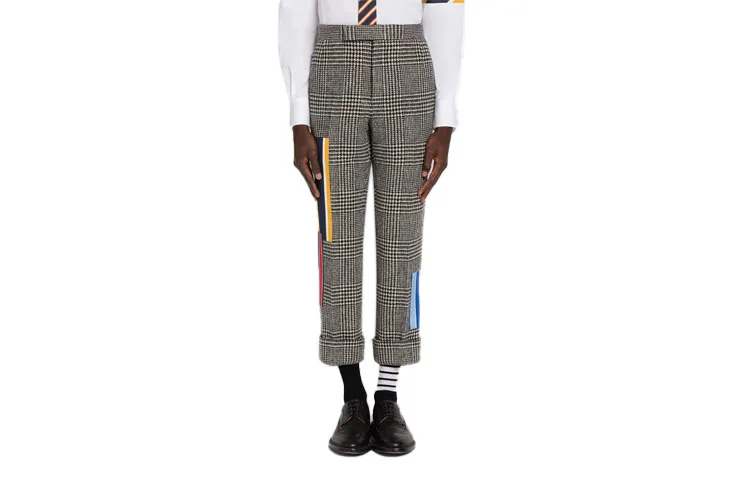 THOM BROWNE Patchwork Cropped Wool Trousers
