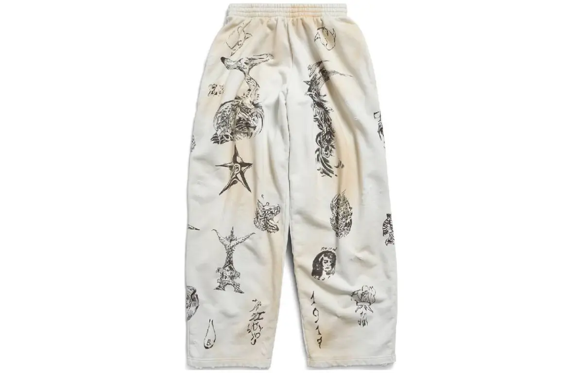 Balenciaga Men's Tat Baggy Sweatpants