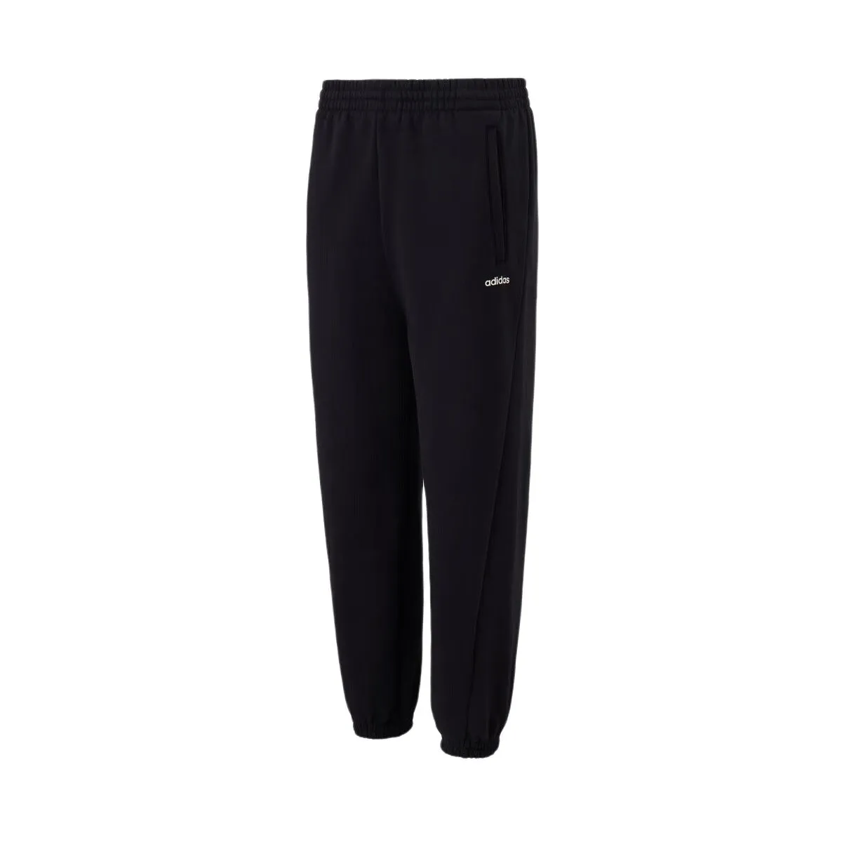 Adidas Fleece Lined Versatile Elastic Cuff Knitted Sweatpants Men's Black