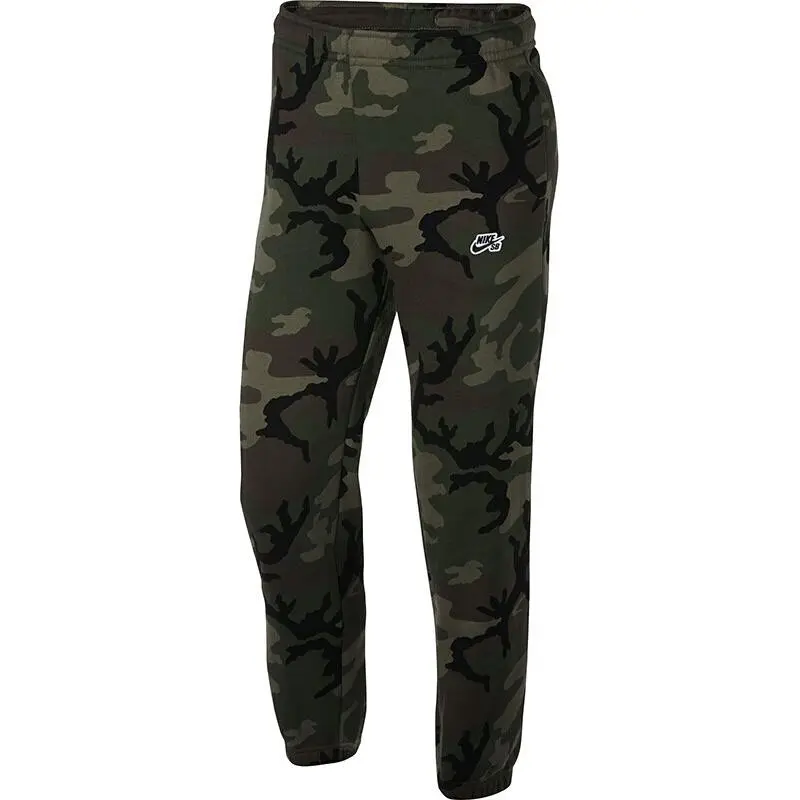 Nike SB Brand Logo Camouflage Printed Pattern Fleece Lined Comfortable Casual Knitted Sweatpants Men's Green