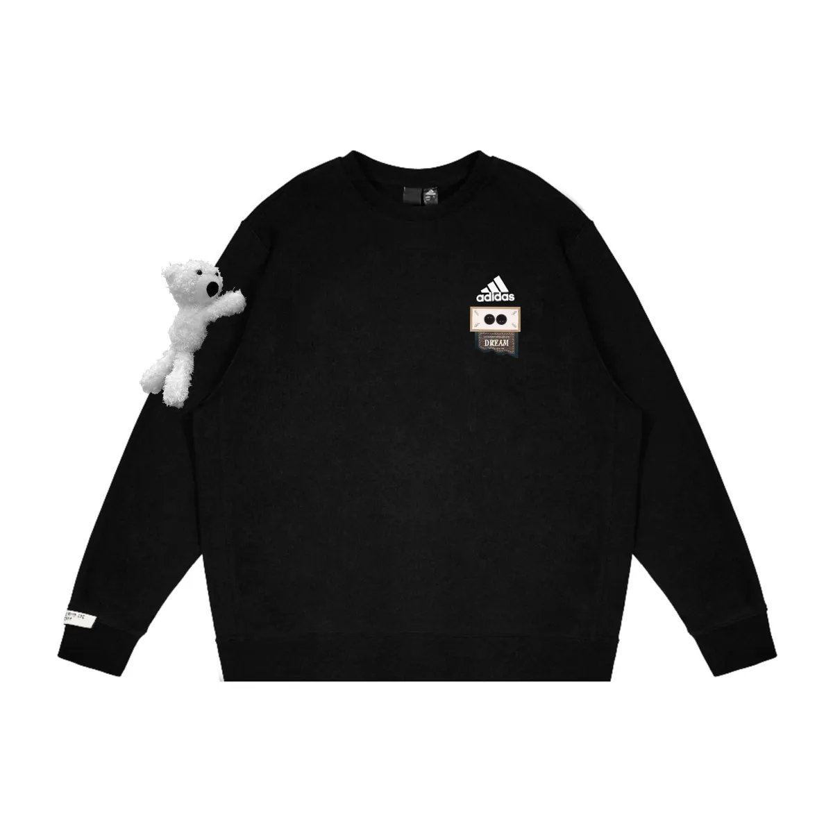 Adidas Sweatshirts Unisex Black Crew Neck Moderate Straight Fit