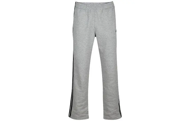 Adidas Logo Embroidery Solid Color Knitted Fabric Fleece Lined Casual Pants Men's Light Gray