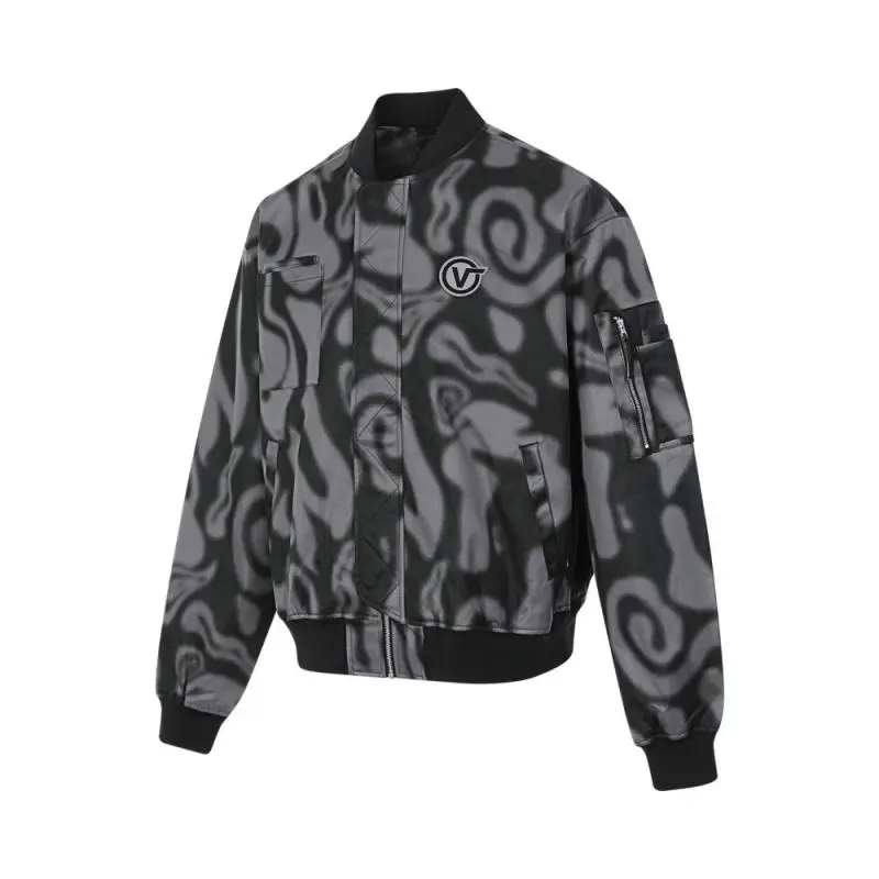 Vans BLUR LOGO BOMBER Baseball Jacket Men's Black Gray
