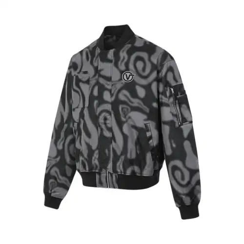 Vans BLUR LOGO BOMBER Baseball Jacket Men's Black Gray