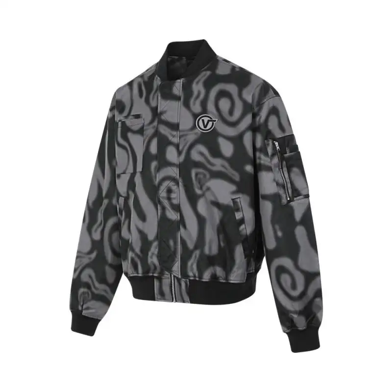 Vans BLUR LOGO BOMBER Baseball Jacket Men's Black Gray