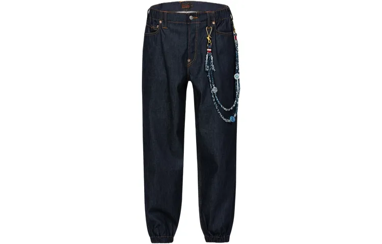 EVISU Jeans Men's Denim Blue Moderate Cuffed Pants