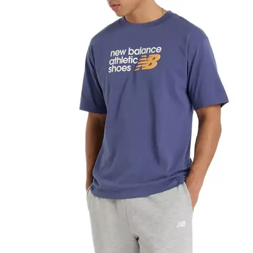 New Balance T Shirts Men's Blue Crew Neck Moderate