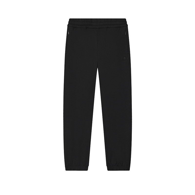FILA Knitted Sweatpants Men's Jet Black Moderate Cuffed Pants