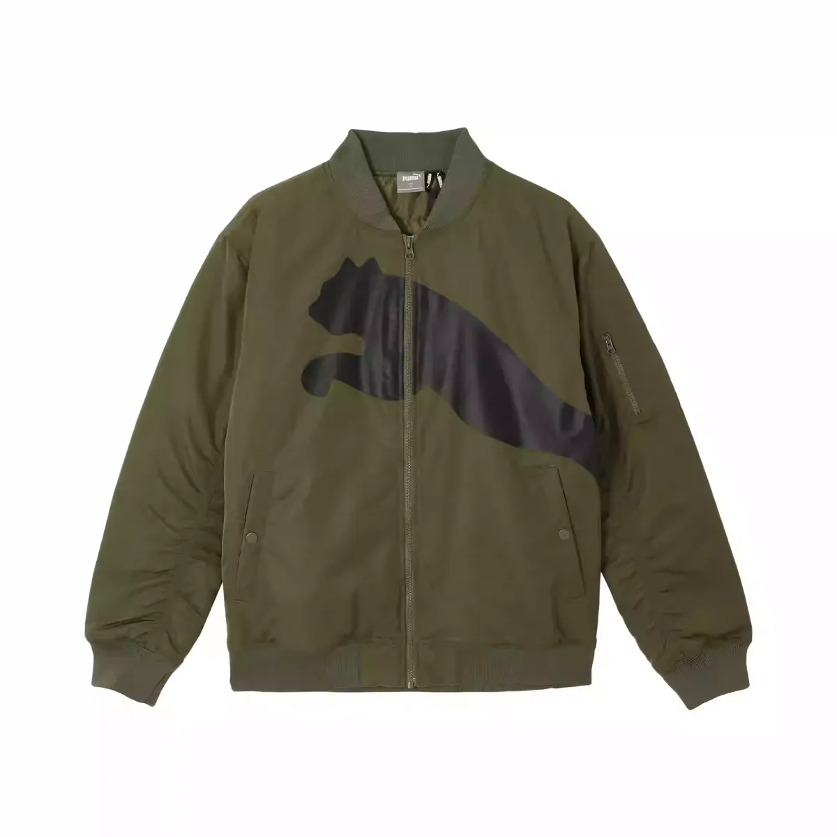 PUMA Jackets Men's Olive Green Stand Collar Moderate Pilot