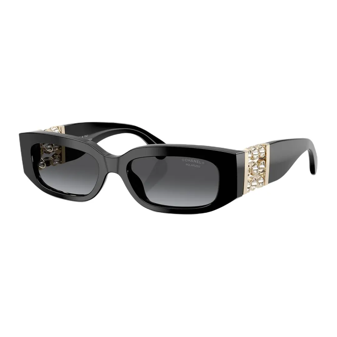 CHANEL Rectangular Sunglasses Women's Black