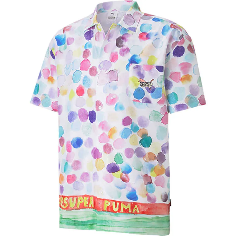 PUMA Shirts Men's White Polo Collar Moderate Straight Fit