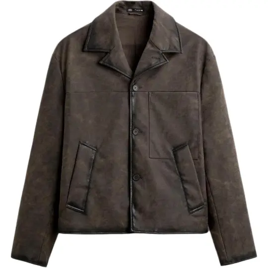 ZARA Leather Jacket Men's Brown