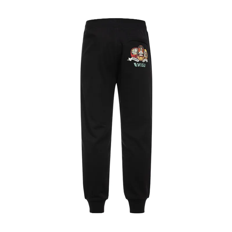 EVISU Casual Pants Men's Black Moderate Sweatpants