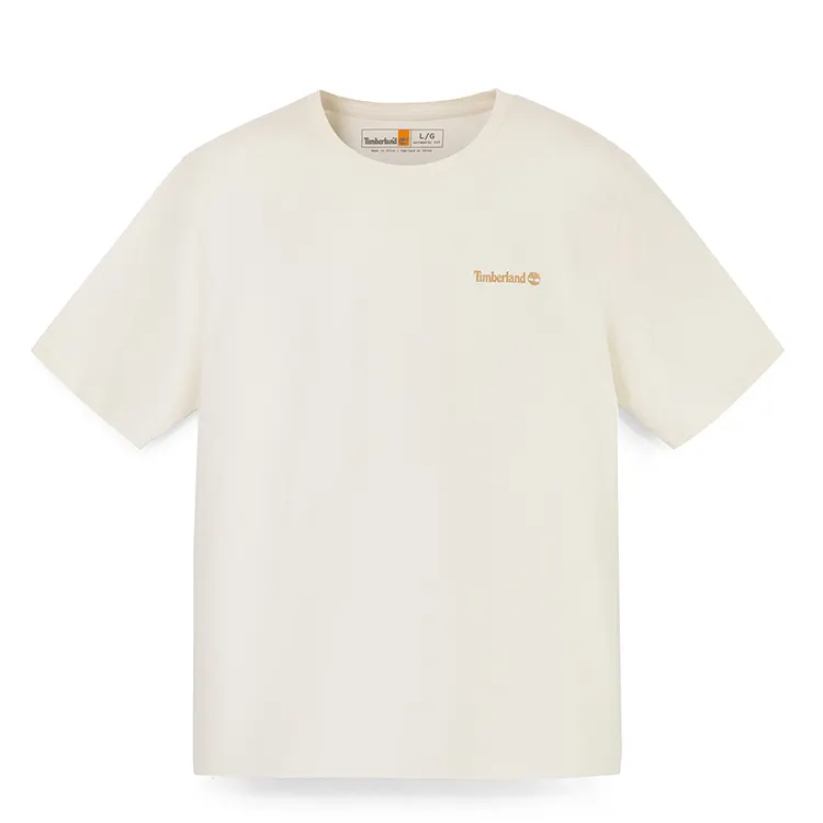 Timberland T Shirts Men's Ivory Crew Neck Moderate Straight Fit