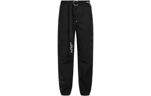 EVISU Casual Pants Men's Black Moderate Cuffed Pants