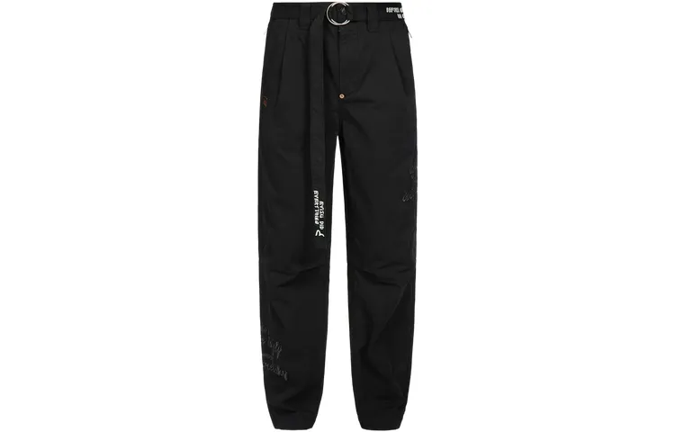 EVISU Casual Pants Men's Black Moderate Cuffed Pants