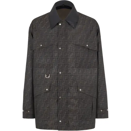 Fendi Ff Jacquard Spread Collared Coat