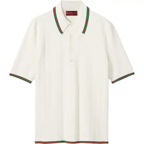 GUCCI Knit Polo Shirt With Web