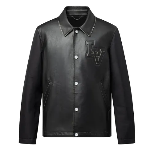 Lv Vintage Effect Leather And Nylon Coach Jacket