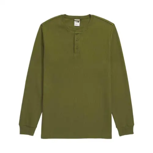 THE NORTH FACE Waffle Long Sleeve Henley Sweatshirt Men's Olive