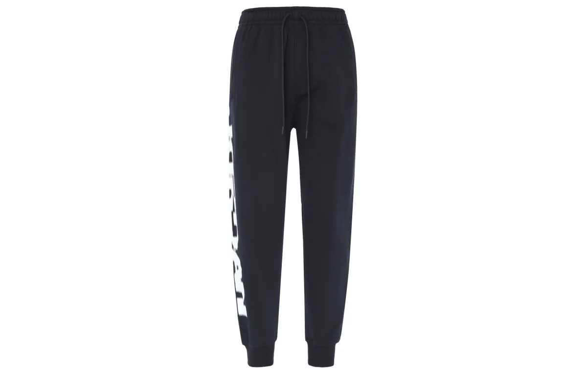 Jordan Letter Pattern Fleece Lined Breathable Minimalist Fashion Retro Sports Casual Pants Men's Black