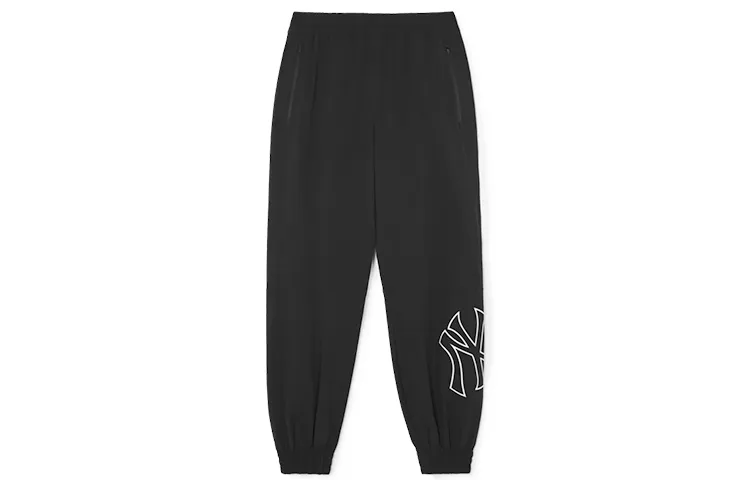 MLB New York Yankees Knitted Sweatpants Unisex Black Moderate Cuffed Pants